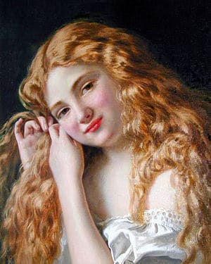 A girl with long hair, as painted by Sophie Ge...