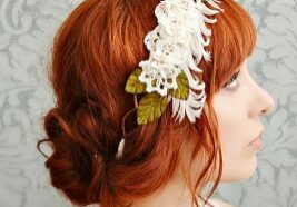 Audrey - ivory lace, feather, floral crown by Bellafaye Garden